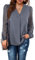 Beluring Ladies Tops Long Sleeve Tshirts V Neck Fashion Blouse Plain Tunic Dusty Blue Size 12 14