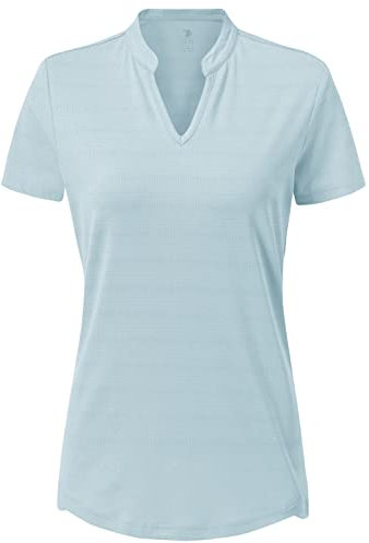 donhobo Damen Kurzarm T-Shirt V-Ausschnitte Casual Tops Sommer Leichte Atmungsaktiv Schnell Trockened Sport Fitness Running Yoga T-Shirts (Grau blau, M)