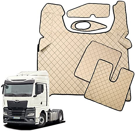 LKW Fußmatten Beige für TGX 2021 + zubehor Fußmatten Innenausstattung automatische Getriebe Beige Öko-Leder