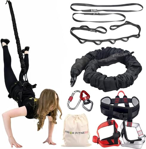 PRIOR FITNESS Bungee Fitness Equipment Set, elastisches Widerstandsband, Anti-Schwerkraft-Tanzseil für Tanz, Zuhause, Fitnessstudio, Verbesserung der Beweglichkeit, Geschwindigkeit und Balance