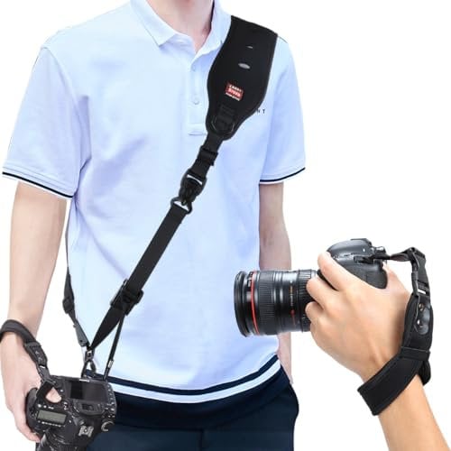 Aisuowa Camera Strap and Camera Wrist Strap Quick Release Camera Strap Nylon Black Wrist Strap Adjustable DSLR Camera Strap Sangle Appareil Photo