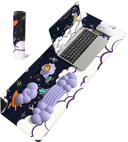 4 IN 1 MANBASNAKE Cloud Mouse Pad Wrist Support Keyboard Wrist Rest Set with Ergonomic Memory Foam,Non-Slip Base,Cloud Coasters for Home,Office,Laptop,Desktop Computer,Easy Typing Pain Relief- Purple
