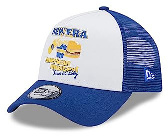 New Era Essen Food Fankappe American Mustard Truckercap A-Frame Snapback Mesh Basecap blau weiß - One-Size