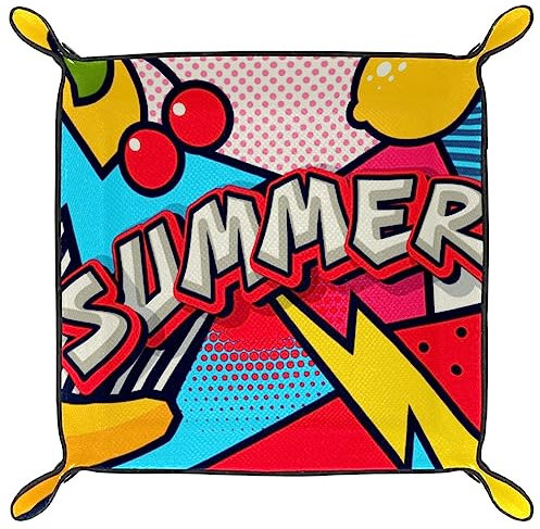 suojapuku Schmucktabletts,gefaltetes Ledertablett,Sommerkunst-Obst-Doodle,Tisch-Organizer zur Aufbewahrung von Schlüsselmünzen,Schmuck,Uhren