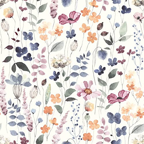 Alzkkll Papel Pintado Floral,45 * 300cm Espesar Papel Pintado Adhesivo Vinilo Impermeable Papel de Pared de Impermeable Papel Pintado Retro Para Home Deco