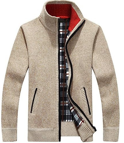 Janker Herren Tracht Herbst Ohne Kapuze Modern Leicht Trachtenjacke Strickjacke Outdoor Strick 3XL Lang Cardigan Pullover mit Reißverschluss Langarm Wintermantel Sweatjacke