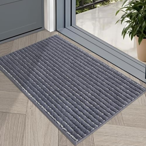 COSY HOMEER Door Mat 50 x 80cm, Absorbent Doormats Non-Slip Indoor, Dirt Trapper Mat Door Mats Low Profile Floor Mat Machine Washable for Entrance, Inside, Kitchen, Front Back Door,Dark Grey