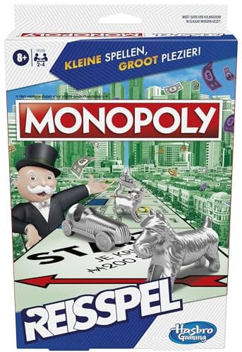 Monopoly Travel Edition, tragbares Spiel für 2-4 Spieler, Reisespiel für Kinder ab 8 Jahren (Niederländische Version)