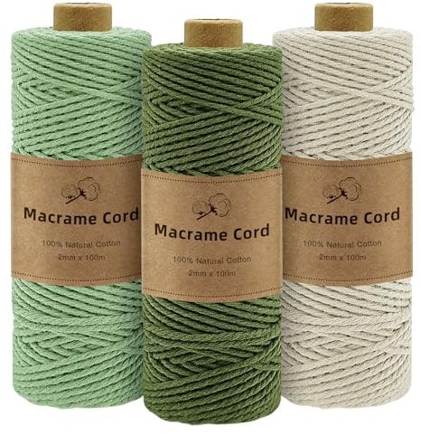 Gemtte Corde Macramé 2mm x 300m Gemtte, Fil Macramé de Qualité Supérieure pour DIY, Artisanat, Suspension Plante, Décoration Boho, Cintre de Plantes
