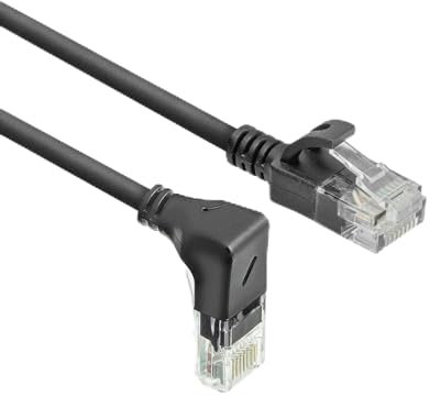 ACT Cable de red CAT6A acodado 90° hacia abajo, U/UTP LSZH LAN cable delgado de 3,6 mm Slimline, cable Ethernet flexible con conector RJ45, 0,15 metros, hacia abajo - DC3930