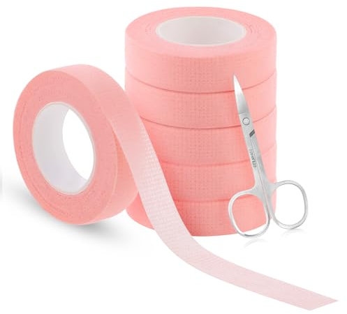 Micropore Tape 6 Rollen Wimpern Tape Lashes Rosa Wimpernverlängerung Atmungsaktive Mikroporen Stoff Wimpern Bänder Rosa Lash Erweiterung Micropore Tape Wimpern Tape für Wimpernverlängerung