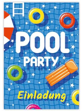 Minkocards 12 Einladungskarten zum Kindergeburtstag Pool-Party Schwimmbad Jungen Mädchen Einladung Mädchengeburtstag Jungsgeburtstag