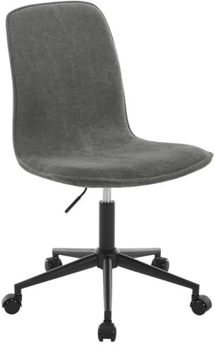 WOLTU Bürostuhl, Schreibtischstuhl ergonomisch, Drehstuhl ohne Armlehnen, Home Office Stuhl mit breiter Sitzfläche, gepolsterter Stuhl mit Stoffbezug, Dunkelgrau, BS154dgr