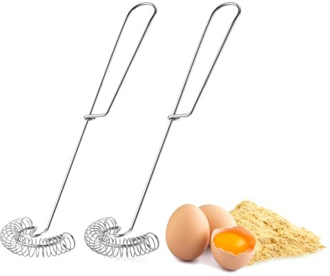 Spiralbesen Edelstahl, Spiralschneebesen Edelstahl 304 rostfrei, Spiralschneebesen Mini, Hochwertiger Saucenbesen für Mischen Schlagen Aufschäumen Milch Eier Cream (2PCS)
