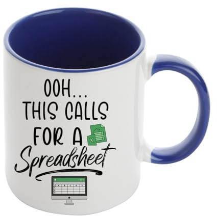 Getagift OOH... This Calls for A Spreadsheet, Accountant Gift, Inside Coloured Coffee, Tea Mug. (Navy Blue)