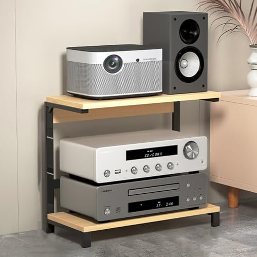 POWRZZZY Vinyl Plattenspieler Stand Plattenspieler Ständer Schallplattenspieler Plattenspieler Tisch mit Verstellbaren Ablage HiFi Regal für Plattenspieler & Stereoanlagen & Kompaktanlage
