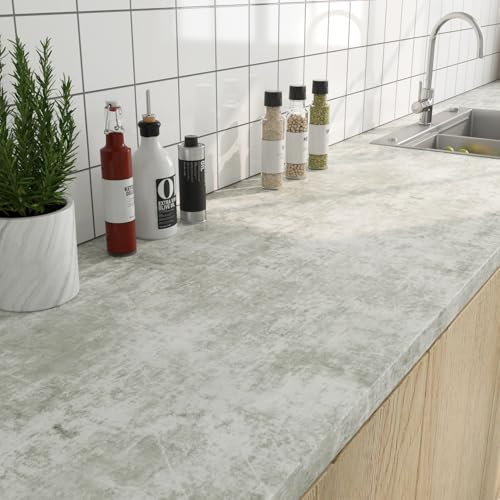 ReWallpaper White Cement Wallpaper for Bedroom Thicken 40CM×7M Light Grey Concrete Wallpaper for Living Room Vintage Vinyl Wrap for Kitchen Cabinets Wall Paper Roll Bathroom Waterproof