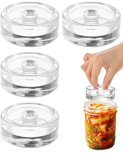 CDDCWZ 4 Stück Fermentiergewichte mit Ø 7 cm, Glasgewichte zum Fermentieren von Gemüse in Salzlake, Ideal zum Fermentieren von Sauerkraut Kimchi, Gurken und Anderen Fermentierten Lebensmitteln