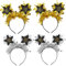 4 Stück Happy New Year Haarreifen, 2025 Haarreif Silvester, Neujahr Party Stirnband, Glitzer Stern Silber Gold Silvester Haarband Zubehör, Happy New Year Haarschmuck für Erwachsene und Kinder