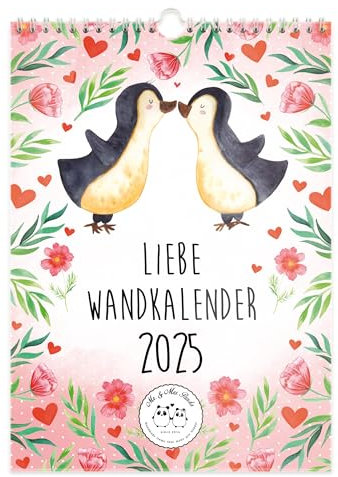 Mr. & Mrs. Panda A3 Wandkalender 2025 Liebe Collection - Geschenk, Uni­kalender Wand, Küchenkalender Wand, Familienplaner Wand, Ehemann,