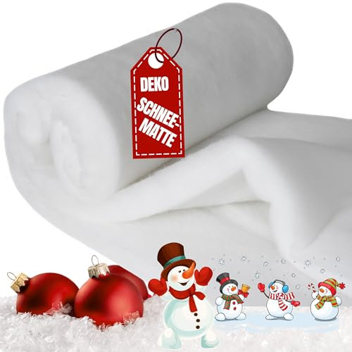 Qooltex Schneedecke 160x250cm (BxL) - Kunstschnee Deko Schneematte Künstliche Schneewatte Rolle - 2,5m länge (35mm dick) 350g/m² flächengewicht