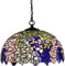 Retro Tiffany Küche Deckenleuchte Pendelleuchte Loft Hängelampe Glas Wisteria Flowers Vintage Küchenlampen Wohnzimmer Höhenverstellbar Hängeleuchte E27 für Schlafzimmer Cafe Bar (Glas,30CM)
