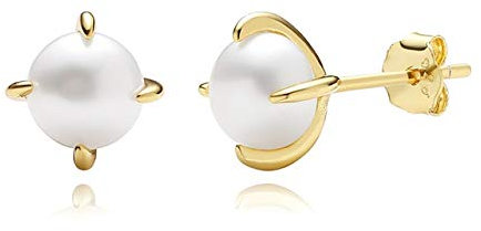Natürliche Süßwasserperlen-Ohrstecker für Damen, echte feine Ohrringe mit 18 Karat vergoldetem Schmuck