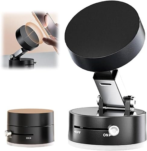 HOIDOKLY Soporte magnético de succión para teléfono al vacío, soporte magnético mejorado para teléfono, plegable y retráctil de doble cara para todos los teléfonos (negro)