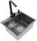 Spüle Spülbecken mit Armatur Schwarz 40x45cm, Einbauspüle X-förmige Leitlinie Waschbecken Küche Küchenspüle mit Seifenspender,Abtropfkorb, Leicht zu Reinigen Nano Kitchen Sink Set (Standardsatz)