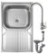 DomoDomo Lavello a 1 camera, lavello da incasso in acciaio 80 x 50 cm + foro per lavabo + rubinetto lavabo + sifone