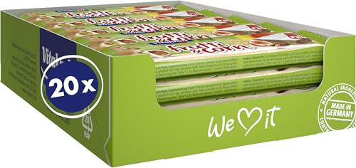Vitakraft Frutti Corn, Fruchtschnitte für Nager, mit Banane, mit Feige, mit Datteln, portionierbar durch Bruchrillen, ohne Zusatz von Zucker und Getreide (20x 30g)