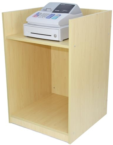 Mostrador para Caja Registradora | MDF color Arce| 60x60x90cm | Diseño modular compacto | 2 estantes | Ideal p/tiendas y comercios | Fácil Montaje | Mostrador Recepción Expositor Comercial Recepción