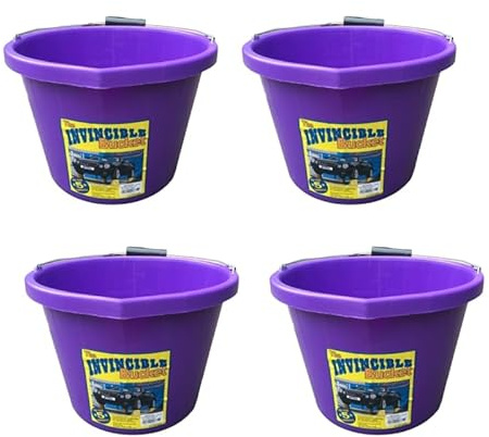 4 XAirflow Heavy Duty Invincible Builders Bucket – 3 Gallon/15 Litre–Strong Handle & Calibrated Markings– Multi-Purpose Mixing, Gardening,Farm&Construction Use–Pack of 1 to 5–Multi Colours_Purple
