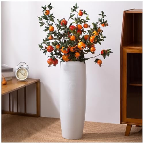 Große weiße Keramik-Bodenvase, 60 cm hoch, Blumenvase für Büro und Bauernhaus, Wohnzimmerdekoration, elegantes Blumenarrangement für Zuhause und Büro