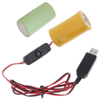 YUGSHNKFC USB vers 1.5V-6V1A LR20 D Éliminateurs de batterie avec commutateurs Câble d'alimentation pour jouet/lampes de table/contrôleurs de lampe de poche