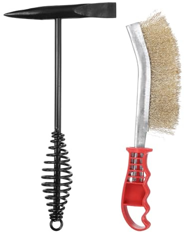 QUARKZMAN 2pcs Marteau À Piquer Pour Soudure 11.3 Marteau À Laitier Avec Manche À Ressort 9.8 Brosse Métallique Pour Soudure En Acier Avec Fil Cuivré Pour Rock Pick Brick Forged