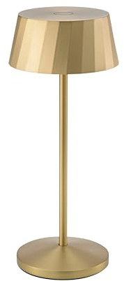 SIGOR Facetta goldfarben - LED Akku-Tischlampe dimmbar & kabellos mit FlexMood (2200K/2700K), bis 12h Leuchtdauer, USB-C Ladefunktion, IP44 Outdoor & Indoor, Aluminium, Design-Lampe