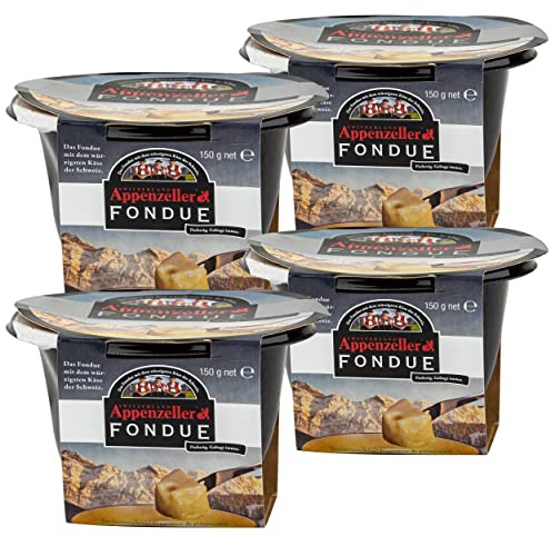 APPENZELLER KÄSE-FONDUE mini 4x 150g Fondue-Snack fertig-Fondue Fertiggericht für die Mikrowelle Fonduemischung aus schweizer Käse cremig fein-herb zart-schmelzend