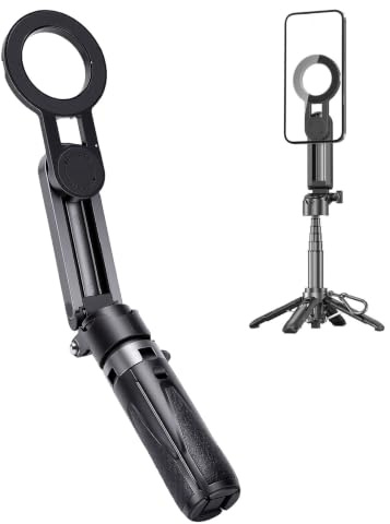 YUEHISY Asta Selfie Magnetica, 5 in 1, Zoom Remoto (con Luce) | 18,7 pollici estensibile, rotazione a 360°, treppiede e stabilizzatore, telecomando ricaricabile, per vlog di viaggio