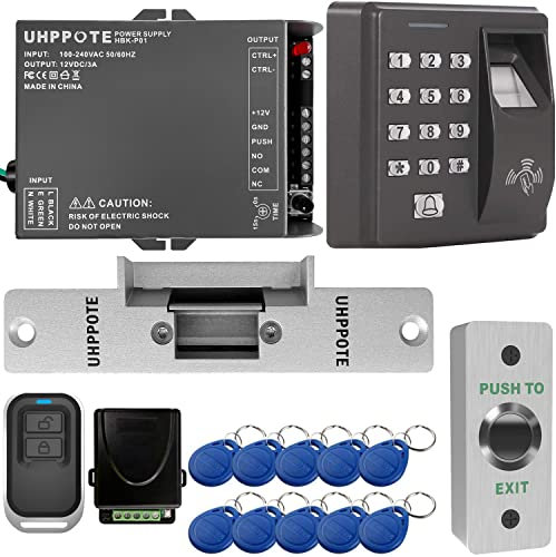 UHPPOTE Zugangskontrollsystem per Fingerabdruck, RFID- oder EM-ID-Karte, mit elektrischem Türöffner und Netzteil