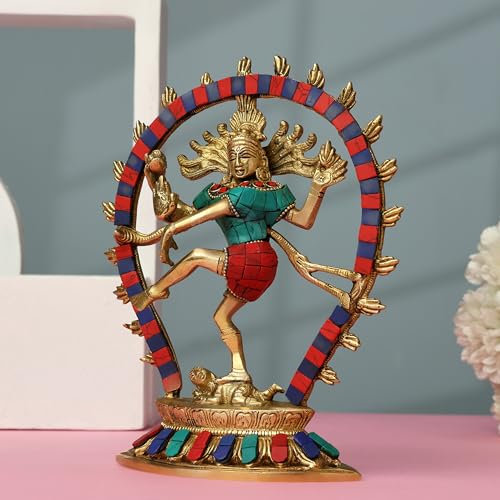 Nataraja Statue Idol: Herr Shiva Siva Mahadev in Dance Mudra für Home Tempel Mandir, aus reinem Messing 21,6 cm (10446)