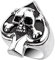Piersando Herren Ring Edelstahl Biker Poliert Totenkopf mit Pik Ass Motiv Herrenring 31mm Breit Silber Größe 58 (18.5)
