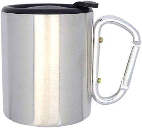 Schmalz Tasse en Acier INOX avec Mousqueton et Bouchon de Remplissage Les Imbéciles Flacons Isotherme à Double Parois 0,3l Tasse Café Gobelet de Voyage Gobelet Outdoor Wanderbecher