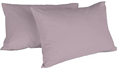 Italian Bed Linen Max Color Coppia di Federe Tinta Unita, 100% Cotone, Rosa Antico, 52 x 82 cm
