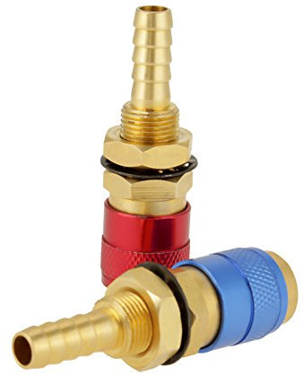Raccord Rapide Connecteur d'Adaptateur Refroidi à l'Eau pour Raccordement Rapide eau/gaz entre le chalumeau et le bouchon de la Torche de Soudage TIG 8 mm deux couleurs
