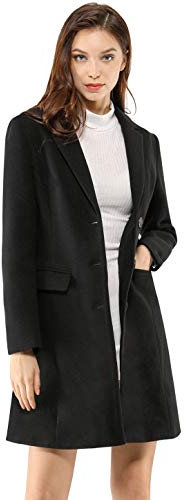 Allegra K Cappotto invernale da donna 2024, monopetto lungo, Neri., Small