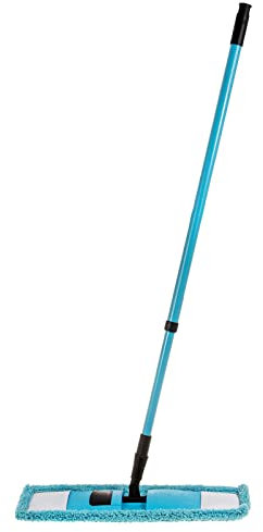 SIDCO Bodenwischer Wischmop Mopp Wischer Komplettset Mikrofaser Bezug Teleskopstiel blau