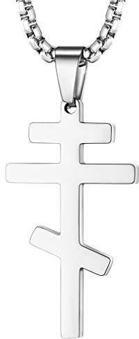 FaithHeart Russisch Orthodoxe Kreuzkette aus Edelstahl Kette mit Orthodoxe Kreuz Anhänger für die orthodoxen Gläubigen…