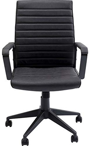 Kare Design Silla oficina giratoria Labora negro, 105x57x61cm piel sintetica, respaldo bajo, altura regulable, reposabrazos, resorte de gas