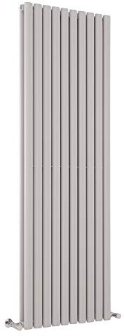 Milano Aruba - Light Grey Vertical Double Oval Panel Radiator - 1780mm x 590mm